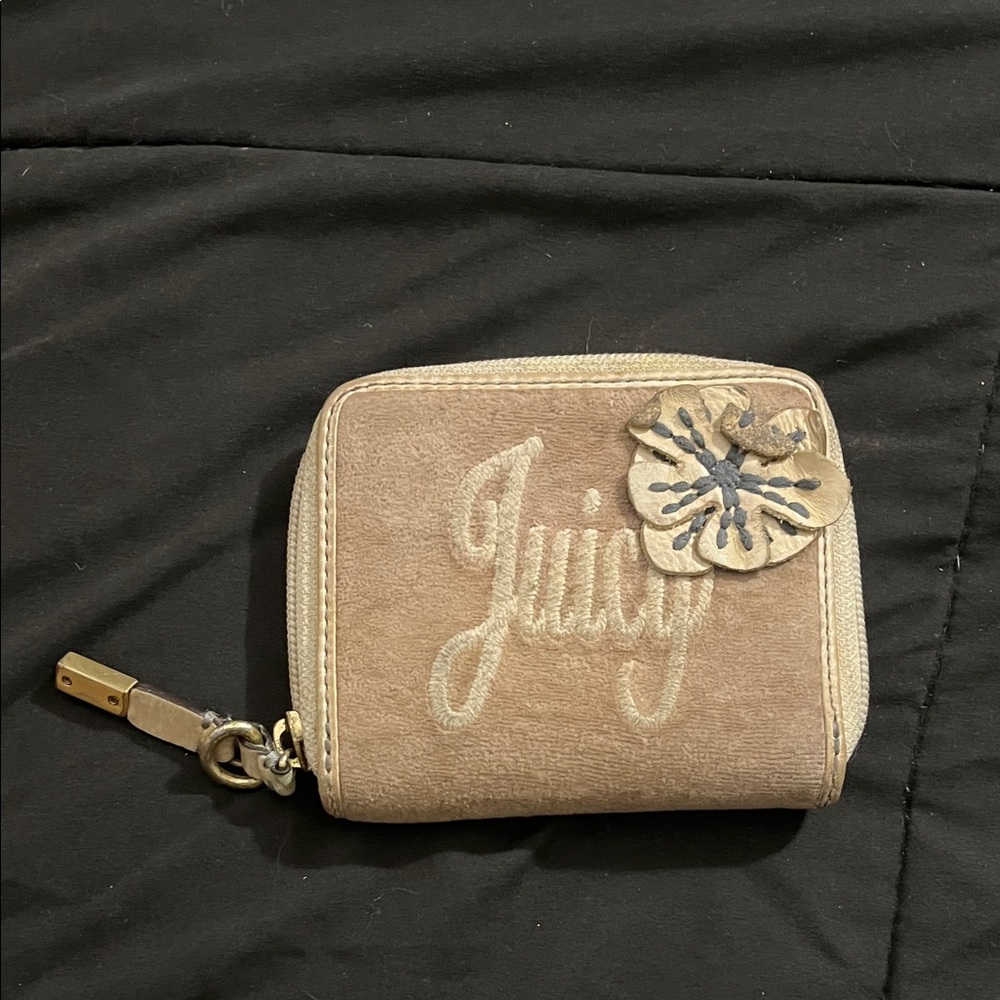 Juicy Couture Tan Wallet with Floral Accent